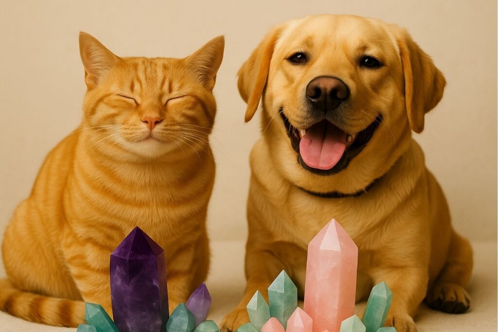 gato e chachorro com cristaus